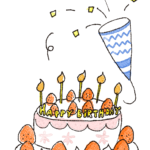 誕生日のフォトブックスタンプ素材：バースデーケーキ・クラッカー・お祝い