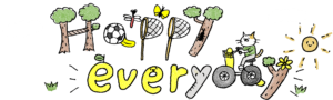 子供（男の子向け）のフォトブックスタンプ素材：Happy everyday（幸せな毎日）文字イラスト・タイトル