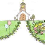 教会・ガーデン：結婚式・ウエディングのスタンプ素材