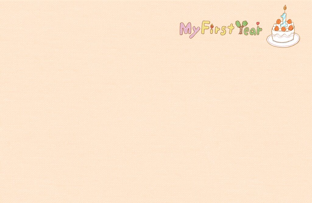 赤ちゃん・ファーストイヤーのフォトブックテンプレート　ケーキ　ピンク　 （表紙の背景用 / スマホで使用可能）