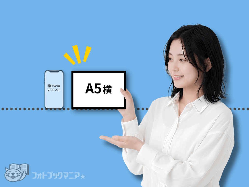 フォトブックのA5横サイズ　大きさの見本