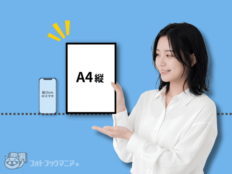 フォトブックのA4縦サイズ　大きさの見本